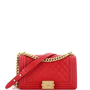 Chanel Old Medium Boy Flap Bag Quilted Caviar